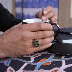 انگشتر عقیق مشکی نقره مردانه طرح رولکسی + حرز امام جواد (ع) + آیت الکرسی