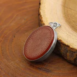 گردنبند عقیق سرخ نقره زنانه و مردانه طرح اذکار متبرکه + حرز امام جواد (ع) + تربت امام حسین (ع)