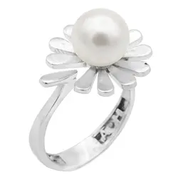 حلقه تک نگین نقره زنانه طرح بابونه