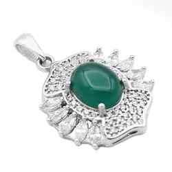 گردنبند عقیق سبز نقره زنانه طرح همیشه بهار