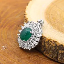 گردنبند عقیق سبز نقره زنانه طرح همیشه بهار