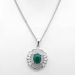 گردنبند عقیق سبز نقره زنانه طرح همیشه بهار