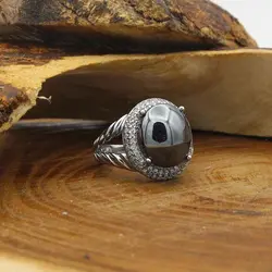 انگشتر حدید صینی نقره زنانه طرح صدف + حکاکی