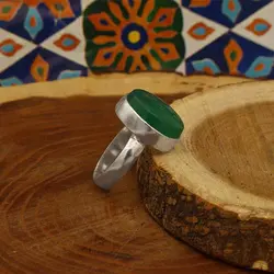 انگشتر ست زنانه و مردانه عقیق سبز نقره دست ساز طرح معظم + حرز امام جواد (ع)