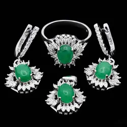 نیم ست عقیق سبز نقره زنانه طرح آبان