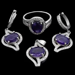 نیم ست آمیتیست الماس تراش نقره زنانه طرح گیتی