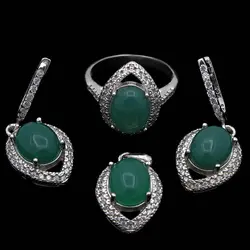 نیم ست عقیق سبز نقره زنانه طرح شمامه