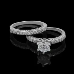 حلقه و پشت حلقه نقره زنانه طرح گلپر