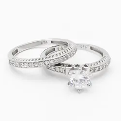 حلقه و پشت حلقه نقره زنانه طرح گلپر