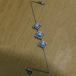 دستبند فیروزه نیشابوری نقره زنانه طرح فخیمه