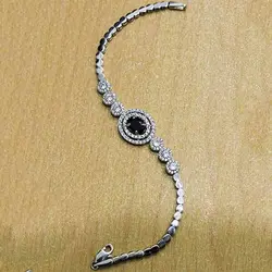 دستبند گارنت الماس تراش نقره زنانه طرح غزال