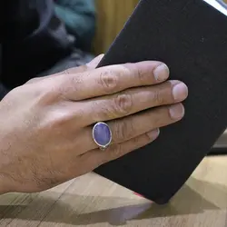 انگشتر عقیق کبود یمنی نقره مردانه طرح هشام
