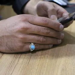 انگشتر فیروزه نیشابوری نقره مردانه دست ساز طرح دلیر