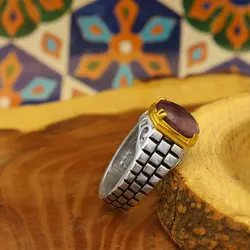 انگشتر آمیتیست نقره مردانه طرح آتن