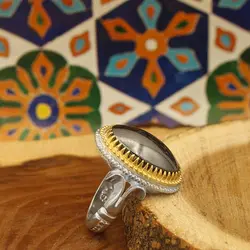 انگشتر حدید صینی نقره مردانه رجال +حکاکی‌‌‌