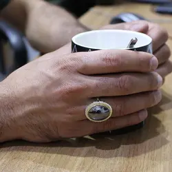 انگشتر حدید صینی نقره مردانه رجال +حکاکی‌‌‌