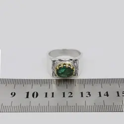 انگشتر زمرد الماس تراش نقره مردانه طرح کافی