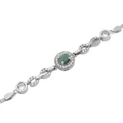 دستبند زمرد الماس تراش نقره زنانه طرح عاطفه