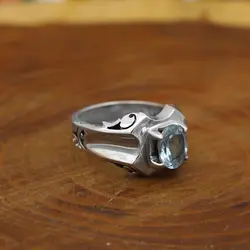 انگشتر توپاز الماس تراش نقره مردانه دست ساز طرح کیان