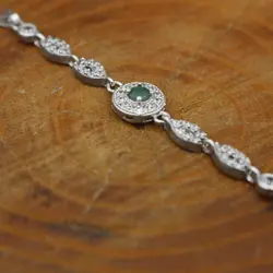 دستبند زمرد الماس تراش نقره زنانه طرح بهنوش