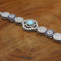 دستبند فیروزه نیشابوری نقره زنانه طرح پریدخت