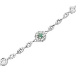 دستبند زمرد الماس تراش نقره زنانه طرح شبنم