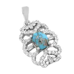 گردنبند فیروزه نیشابوری نقره زنانه طرح جواهر