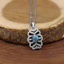 گردنبند فیروزه نیشابوری نقره زنانه طرح جواهر
