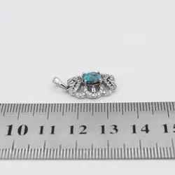 گردنبند فیروزه نیشابوری نقره زنانه طرح جواهر