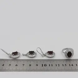 نیم ست گارنت الماس تراش نقره زنانه طرح راویه