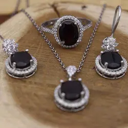 نیم ست گارنت الماس تراش نقره زنانه طرح رایحه