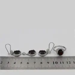 نیم ست گارنت الماس تراش نقره زنانه طرح رایحه