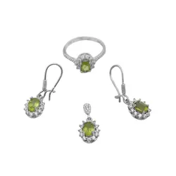 نیم ست زبرجد الماس تراش نقره زنانه طرح راوک