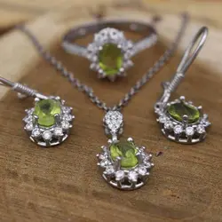 نیم ست زبرجد الماس تراش نقره زنانه طرح راوک