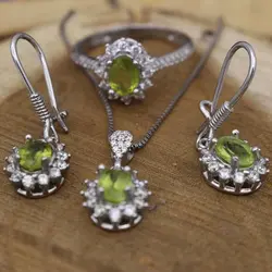 نیم ست زبرجد الماس تراش نقره زنانه طرح راوک