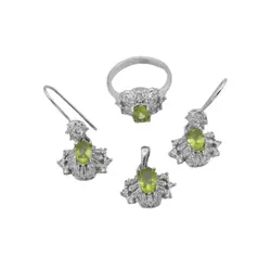 نیم ست زبرجد الماس تراش نقره زنانه طرح رامه