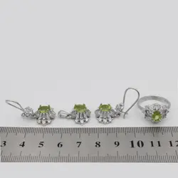 نیم ست زبرجد الماس تراش نقره زنانه طرح رامه