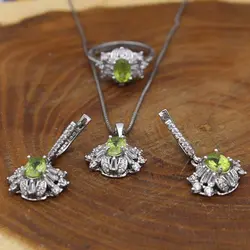 نیم ست زبرجد الماس تراش نقره زنانه طرح رامه