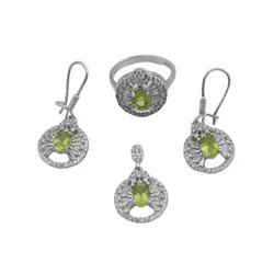 نیم ست زبرجد الماس تراش نقره زنانه طرح رامدخت