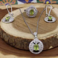 نیم ست زبرجد الماس تراش نقره زنانه طرح رامدخت