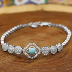 دستبند فیروزه نیشابوری نقره زنانه طرح عالیه