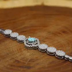 دستبند فیروزه نیشابوری نقره زنانه طرح عالیه