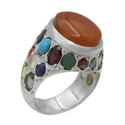 انگشتر شرف الشمس نقره مردانه دست ساز طرح فاخر آرش + حکاکی