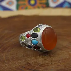 انگشتر شرف الشمس نقره مردانه دست ساز طرح فاخر آرش + حکاکی