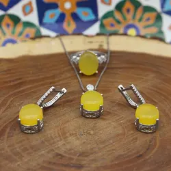 نیم ست شرف الشمس نقره زنانه طرح مروارید + حکاکی