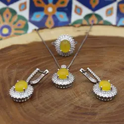 نیم ست شرف الشمس نقره زنانه طرح میترا + حکاکی