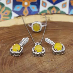 نیم ست شرف الشمس نقره زنانه طرح ایران + حکاکی