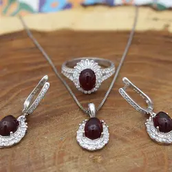 نیم ست عقیق سرخ نقره زنانه طرح فرنگیس