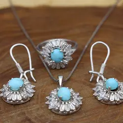 نیم ست فیروزه نیشابوری نقره زنانه طرح صبا