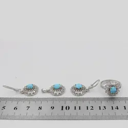 نیم ست فیروزه نیشابوری نقره زنانه طرح صبا